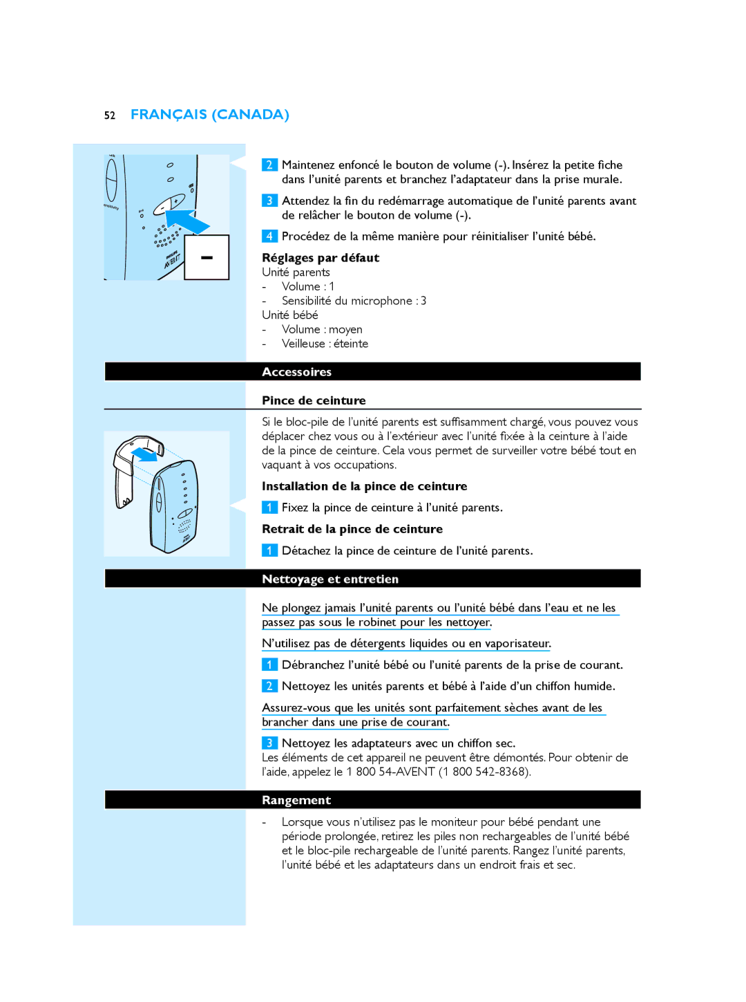 Philips SCD510/00 manual Accessoires, Nettoyage et entretien, Rangement 