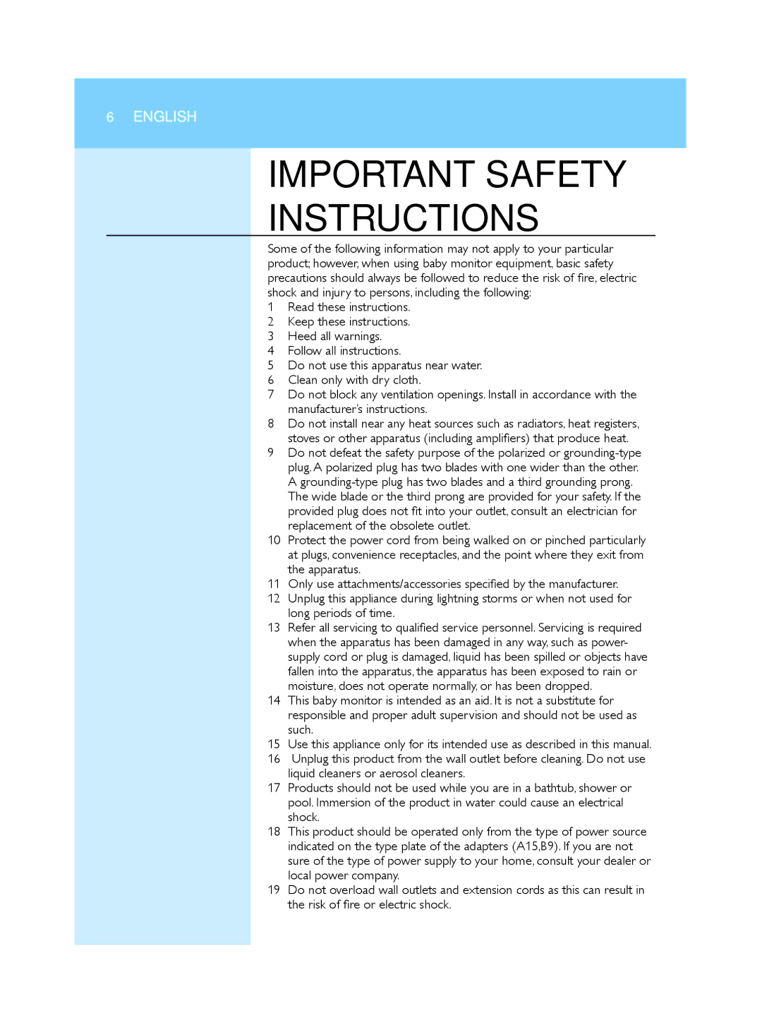 Philips SCD510/00 manual Important Safety Instructions 