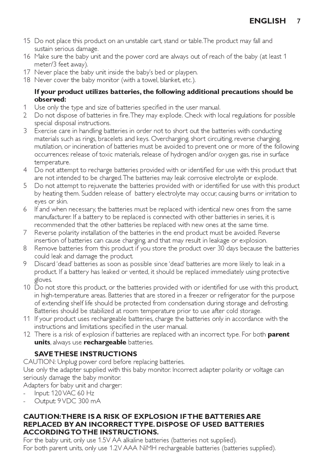 Philips SCD590 manual Special disposal instructions, Eyes or skin 