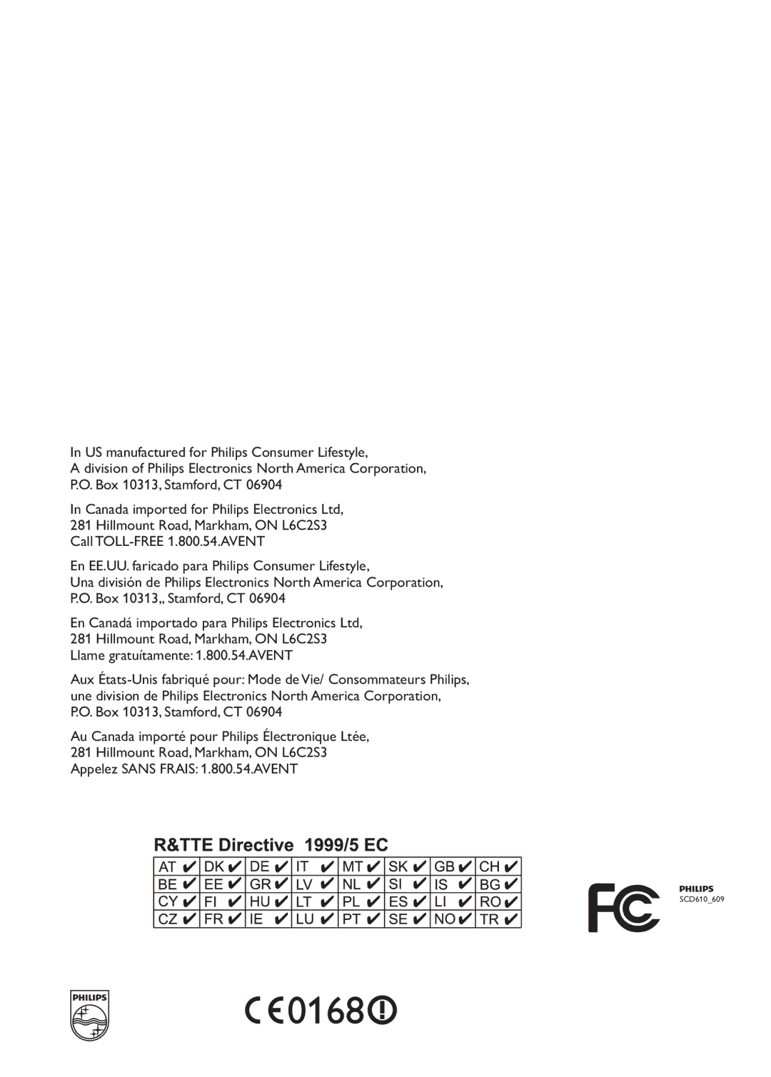 Philips SCD609 user manual SCD610609 