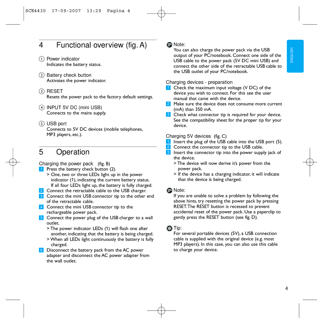 Philips SCE4430 manual Functional overview fig. a, Operation 