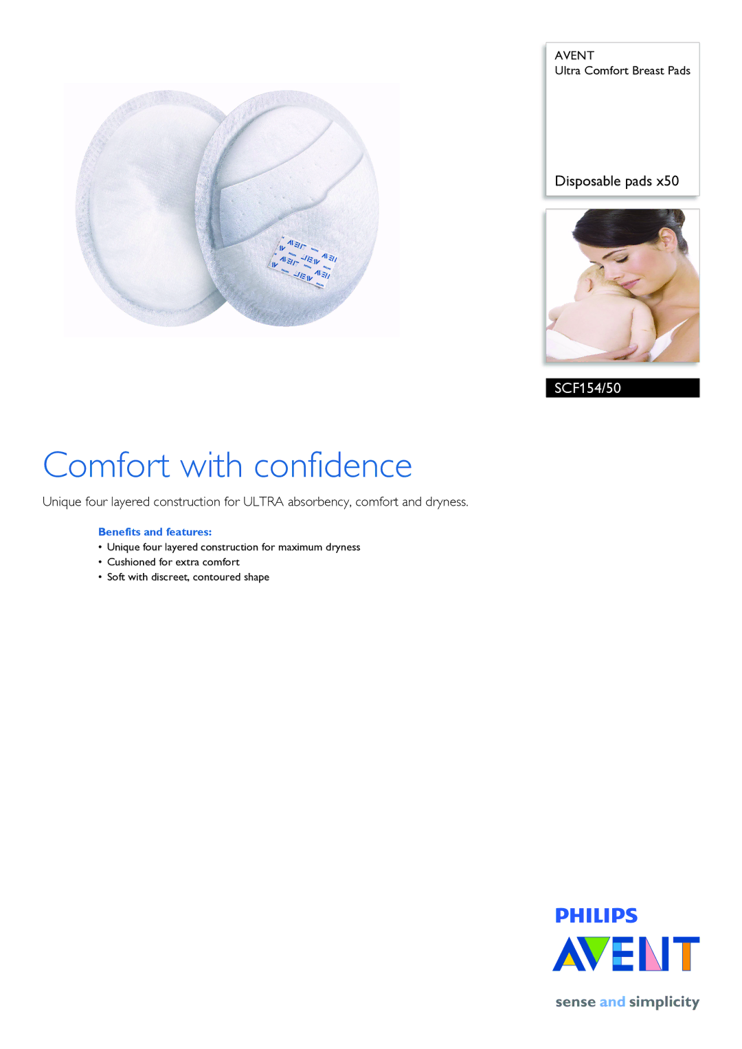 Philips SCF154/50 manual Comfort with confidence, Benefits and features 