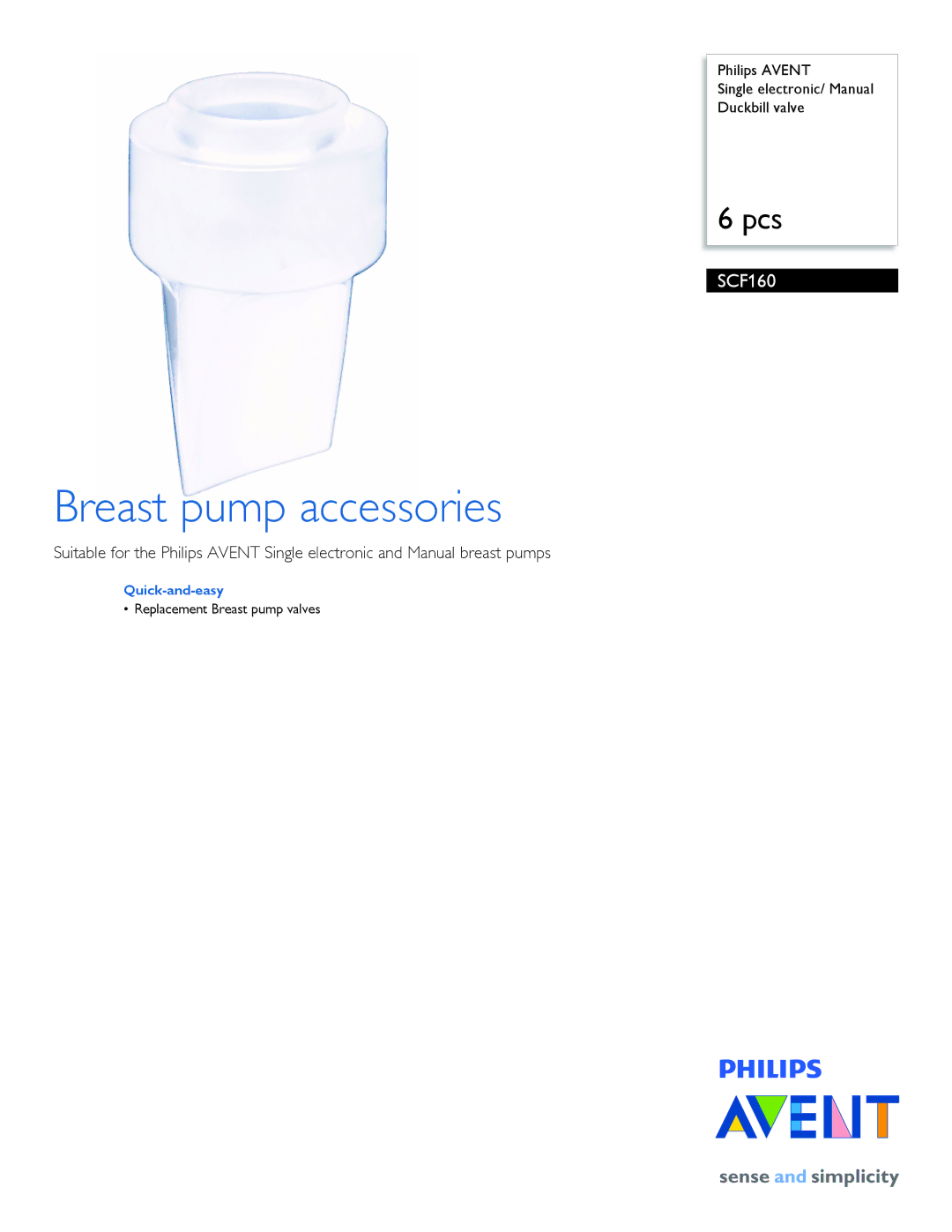 Philips SCF160 manual Breast pump accessories, Quick-and-easy 