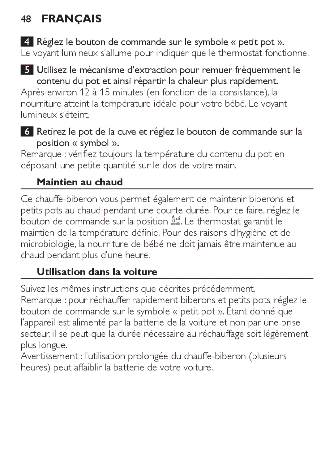 Philips SCF215 manual Réglez le bouton de commande sur le symbole « petit pot », Maintien au chaud 