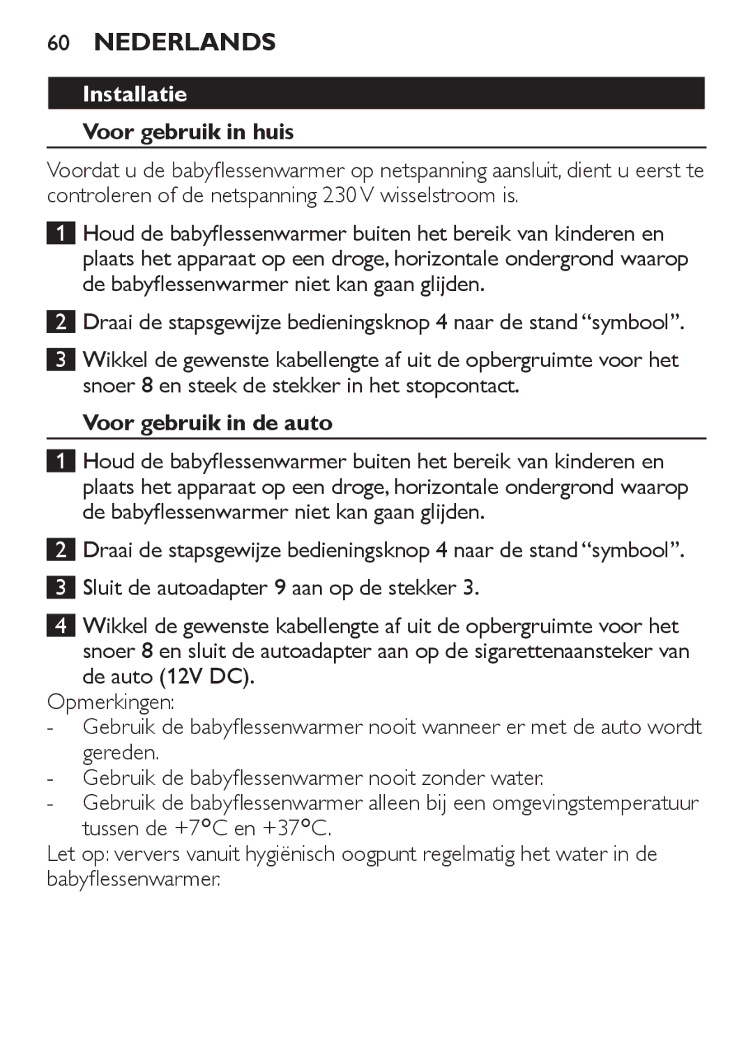 Philips SCF215 manual Nederlands, Installatie, Voor gebruik in huis, Controleren of de netspanning 230 V wisselstroom is 