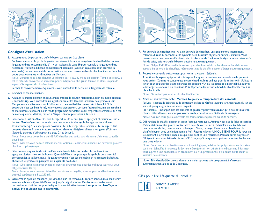 Philips SCF260/33 manual Consignes d’utilisation, Clés pour lire l’étiquette du produit 