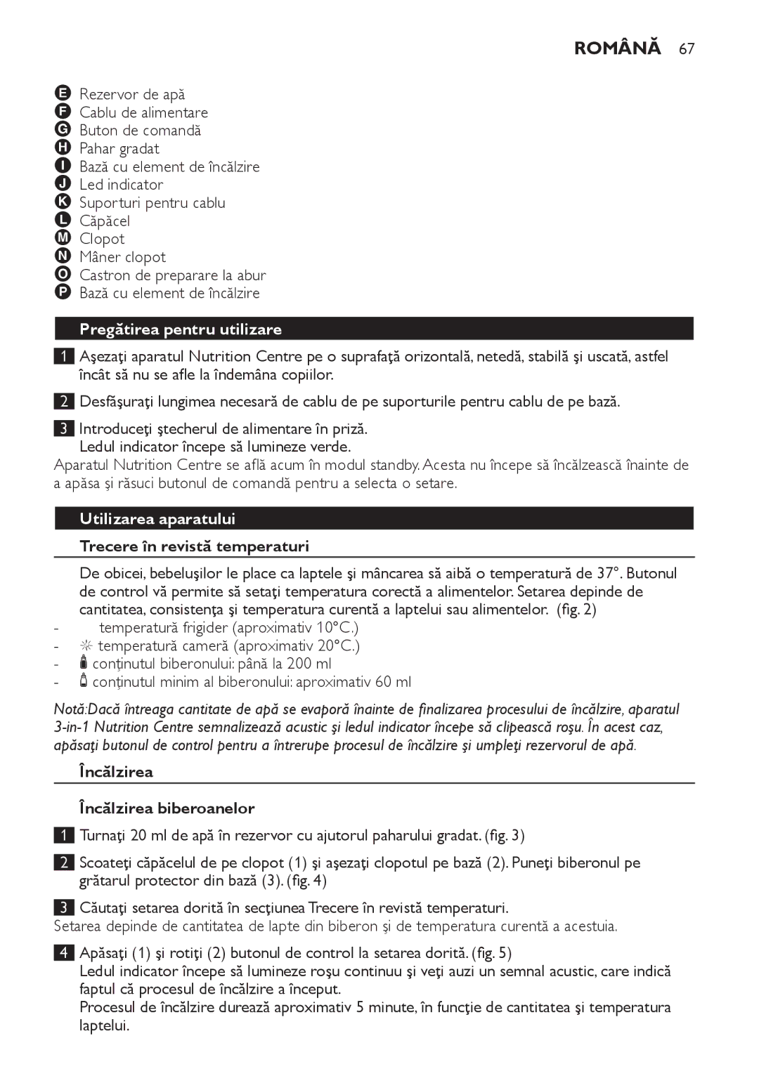 Philips SCF280 manual Română, Pregătirea pentru utilizare, Utilizarea aparatului, Trecere în revistă temperaturi 