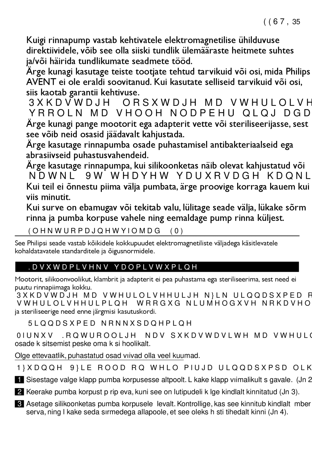 Philips SCF332, SCF334 manual Elektromagnetväljad EMF, Kasutamiseks valmistumine, Rinnapumba kokkupanemine 