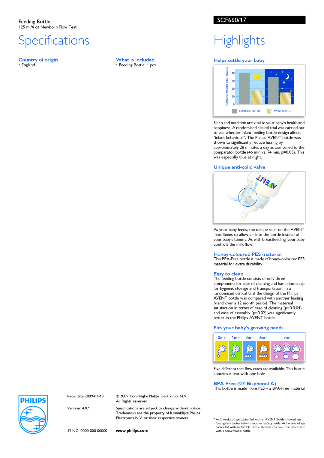 Philips SCF660/17 manual Specifications Highlights 