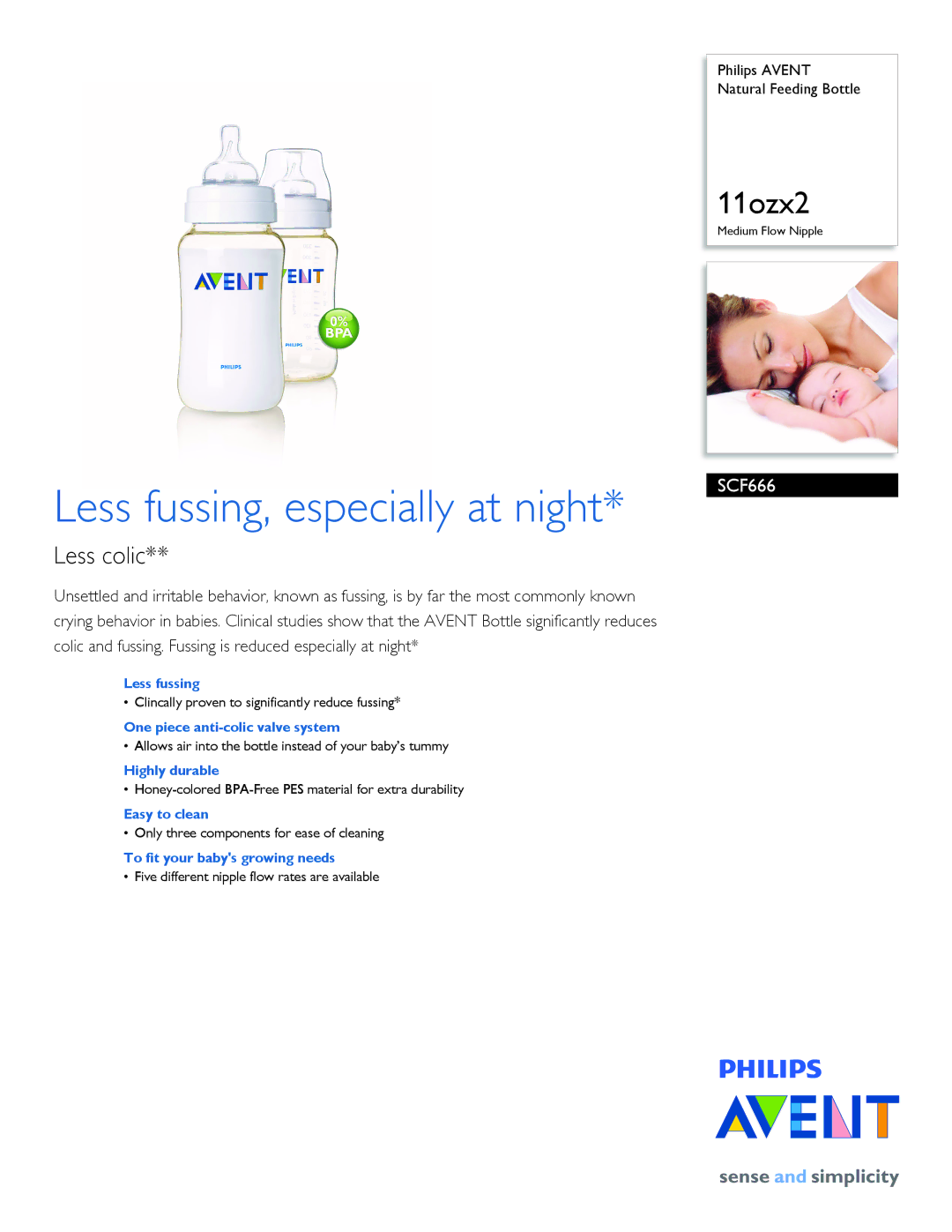 Philips SCF666/27 manual Less fussing, especially at night, Less colic 