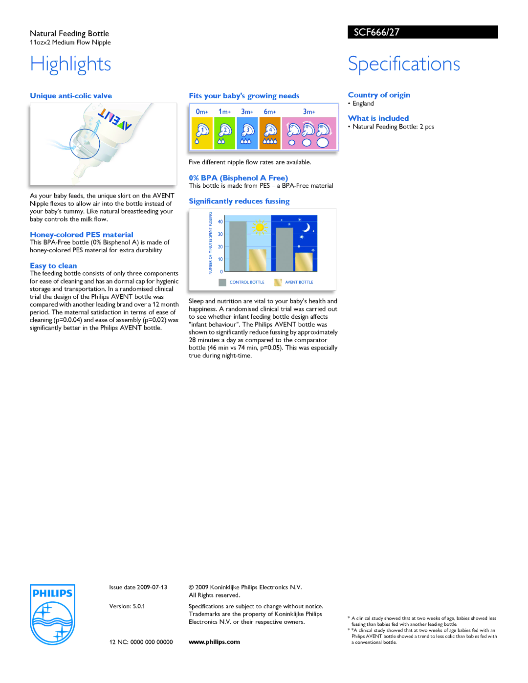 Philips SCF666/27 manual Highlights, Specifications 