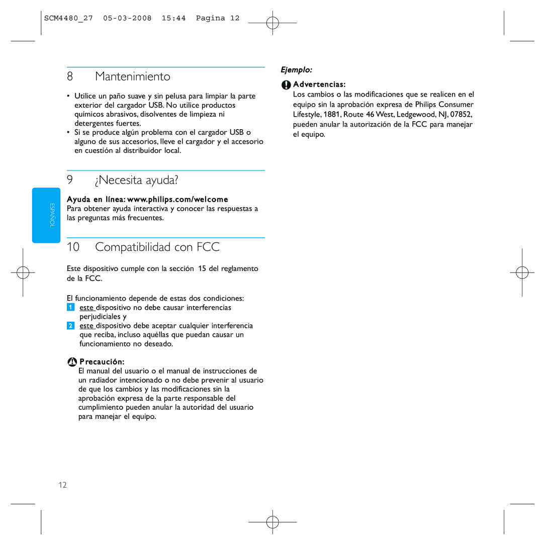 Philips SCM4480/27 manual Mantenimiento, ¿Necesita ayuda?, Compatibilidad con FCC 