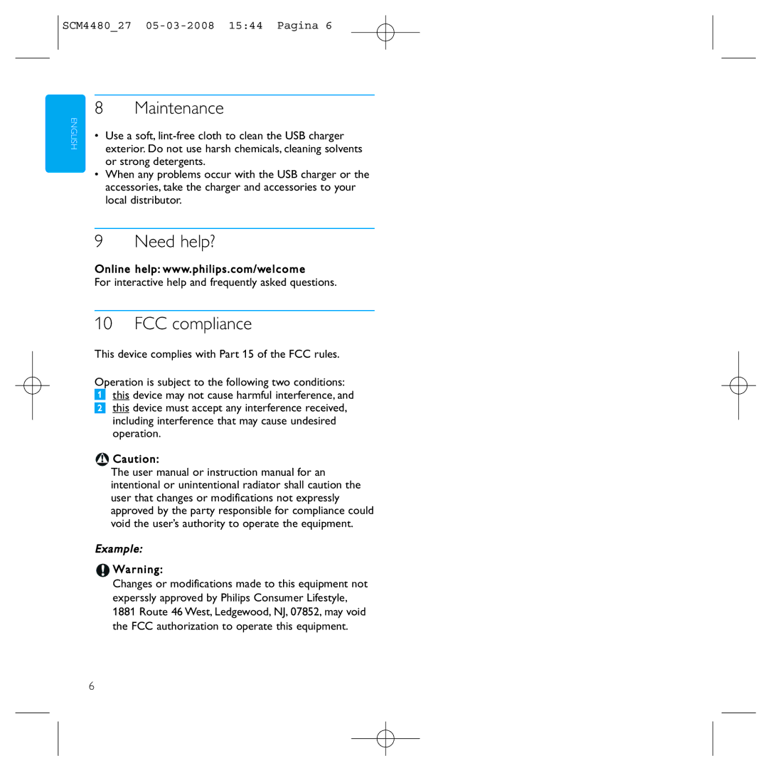 Philips SCM4480/27 manual Maintenance, Need help?, FCC compliance, For interactive help and frequently asked questions 