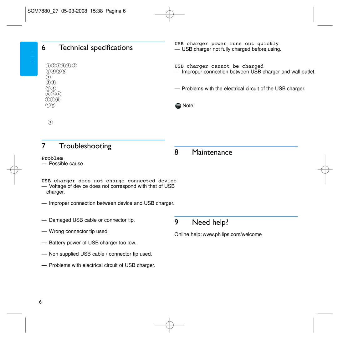 Philips SCM7880/27 manual Technical specifications, Troubleshooting, Maintenance, Need help? 