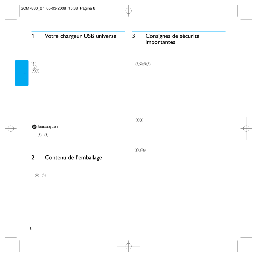 Philips SCM7880/27 manual Votre chargeur USB universel, Contenu de l’emballage, Consignes de sécurité importantes, Remarque 