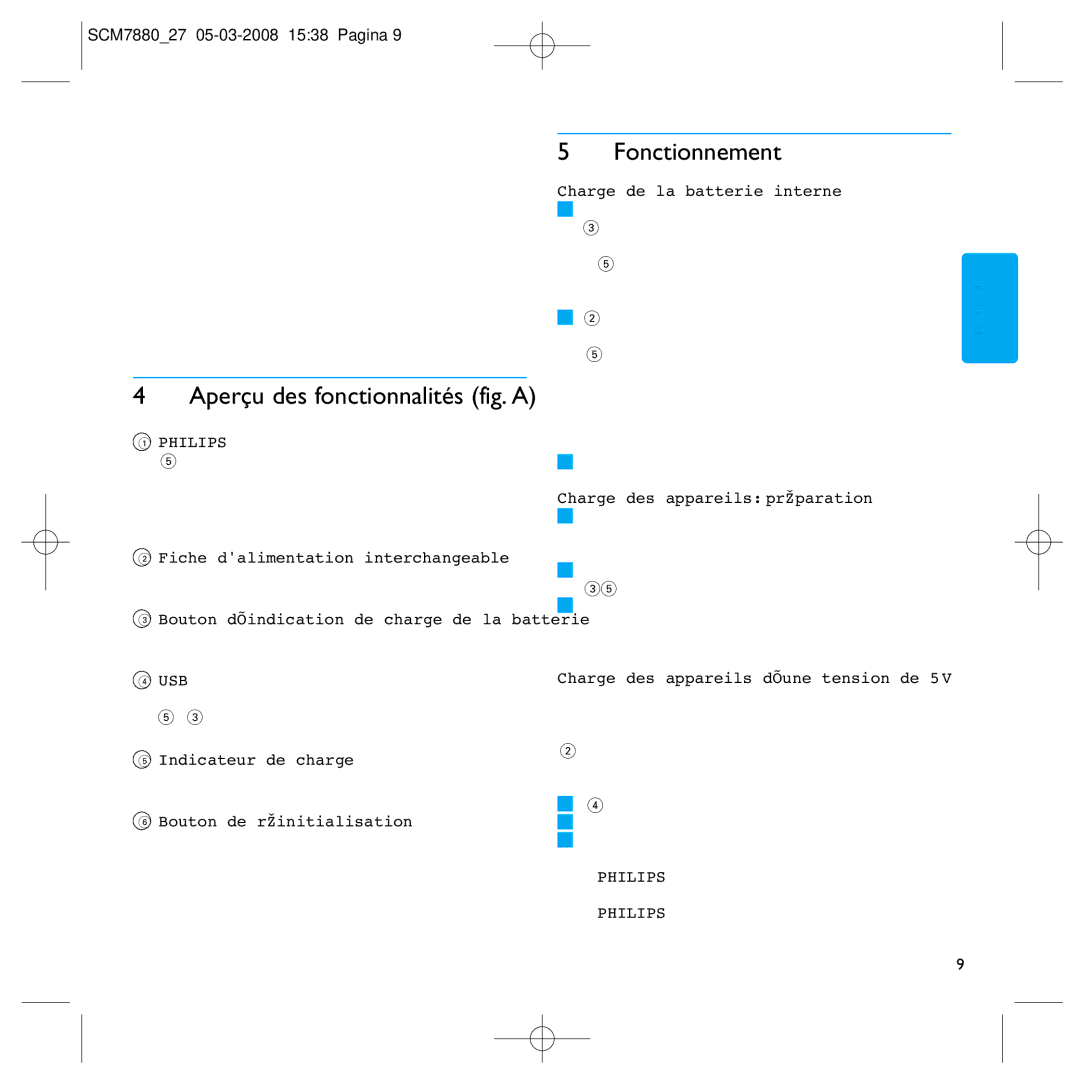 Philips SCM7880/27 manual Aperçu des fonctionnalités fig. a, Fonctionnement 