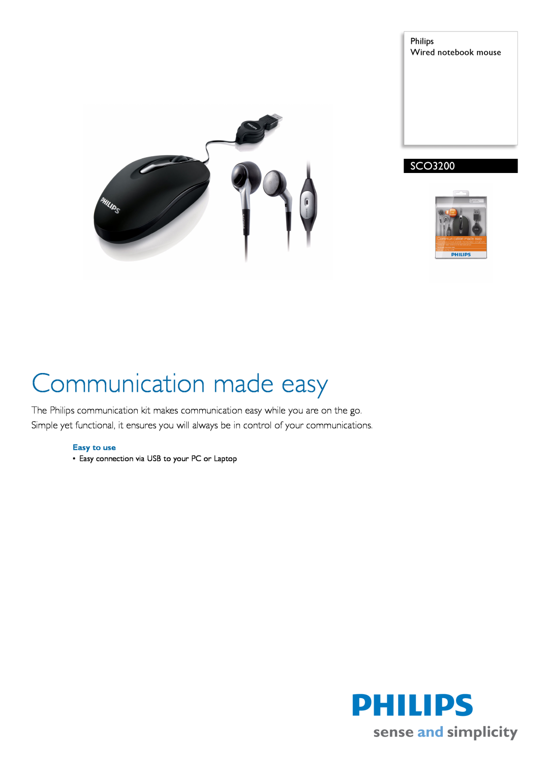 Philips SCO3200 manual Communication made easy 
