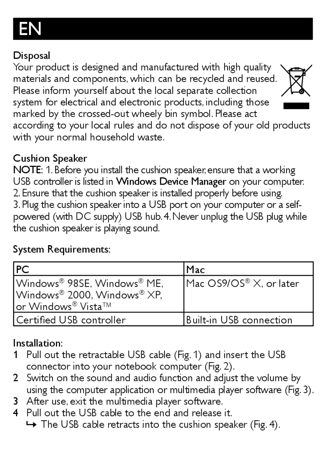 Philips SDC5100/27 user manual Disposal 