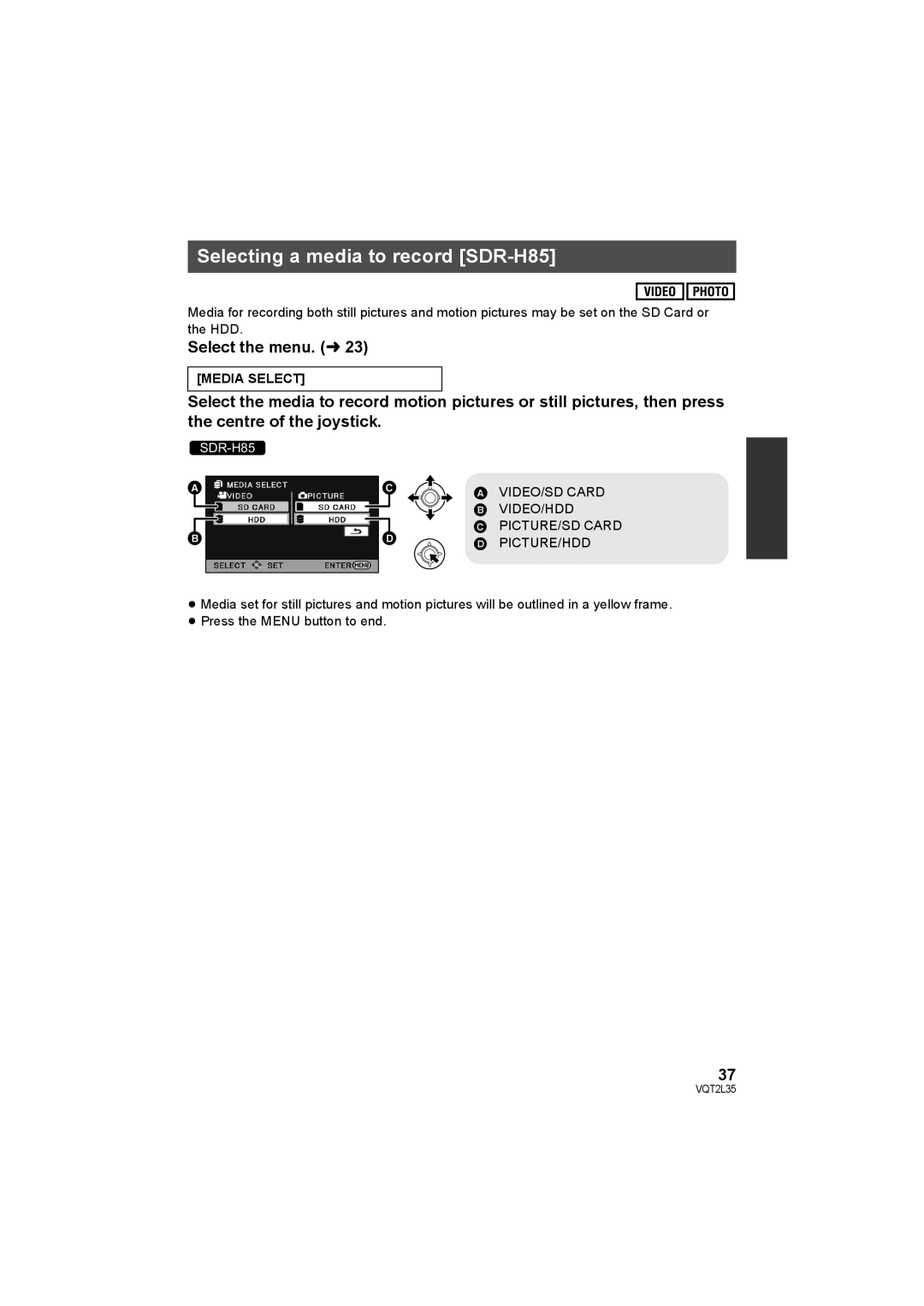 Philips SDR-S50 operating instructions Selecting a media to record SDR-H85, Media Select 