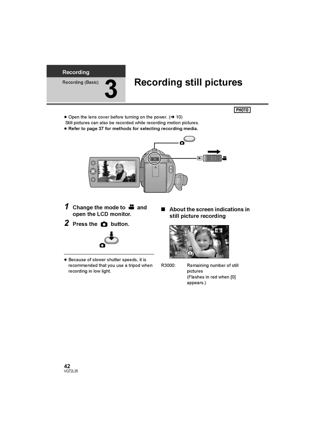 Philips SDR-S50 Recording Basic 3 Recording still pictures, About the screen indications in still picture recording 