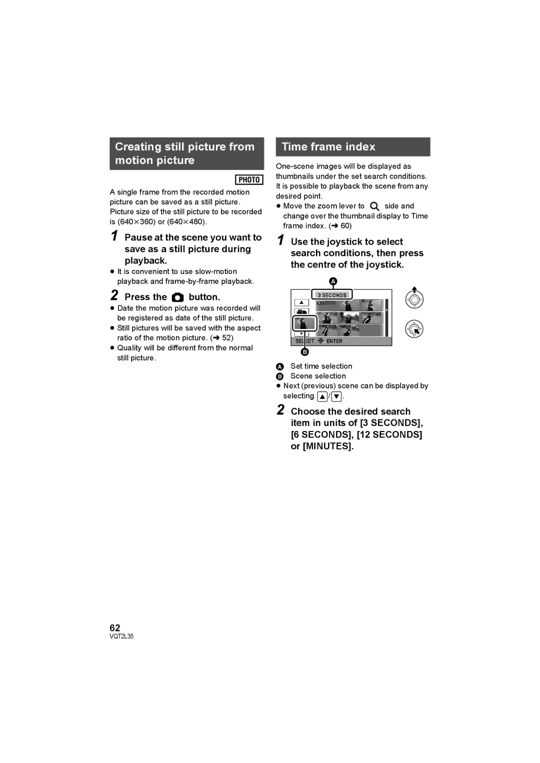 Philips SDR-S50 operating instructions Creating still picture from motion picture, Time frame index 