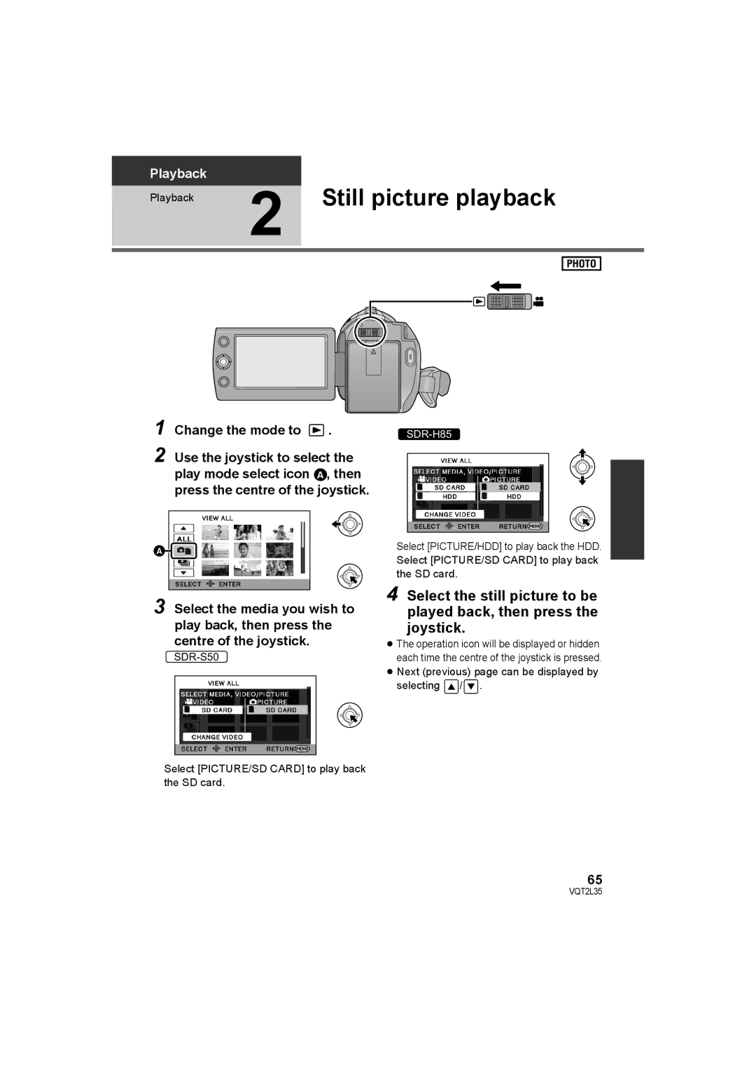 Philips SDR-S50 operating instructions Still picture playback, Playback 