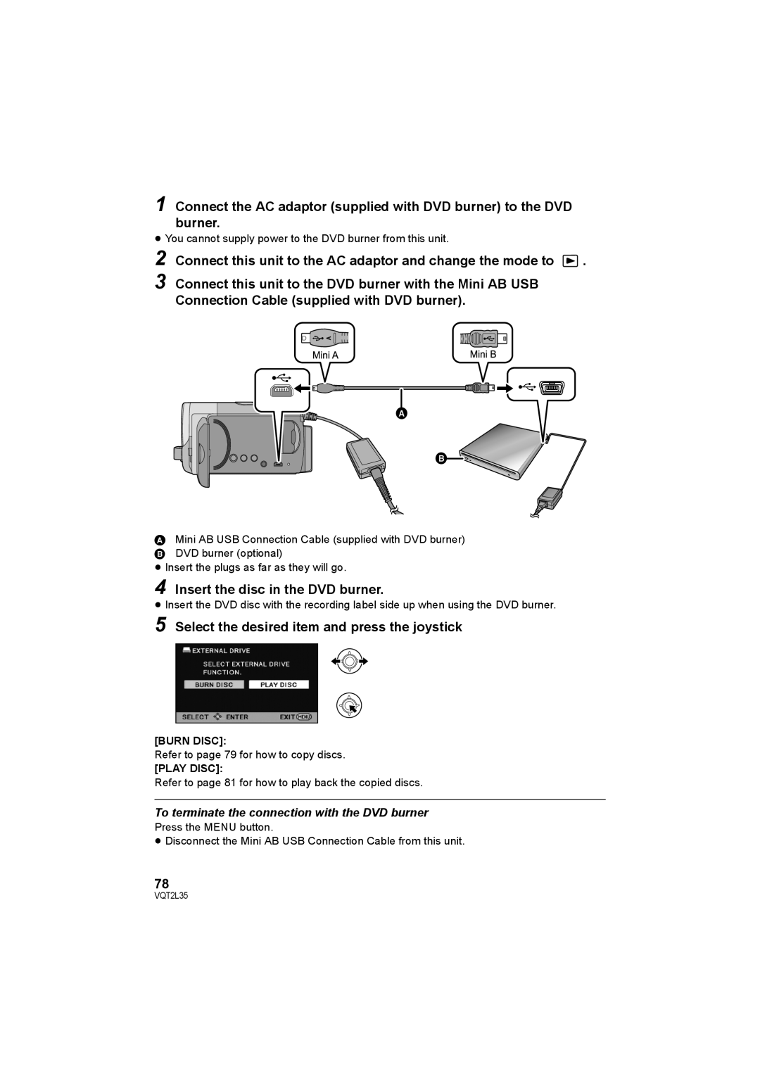 Philips SDR-S50 operating instructions Insert the disc in the DVD burner, Burn Disc, Play Disc 