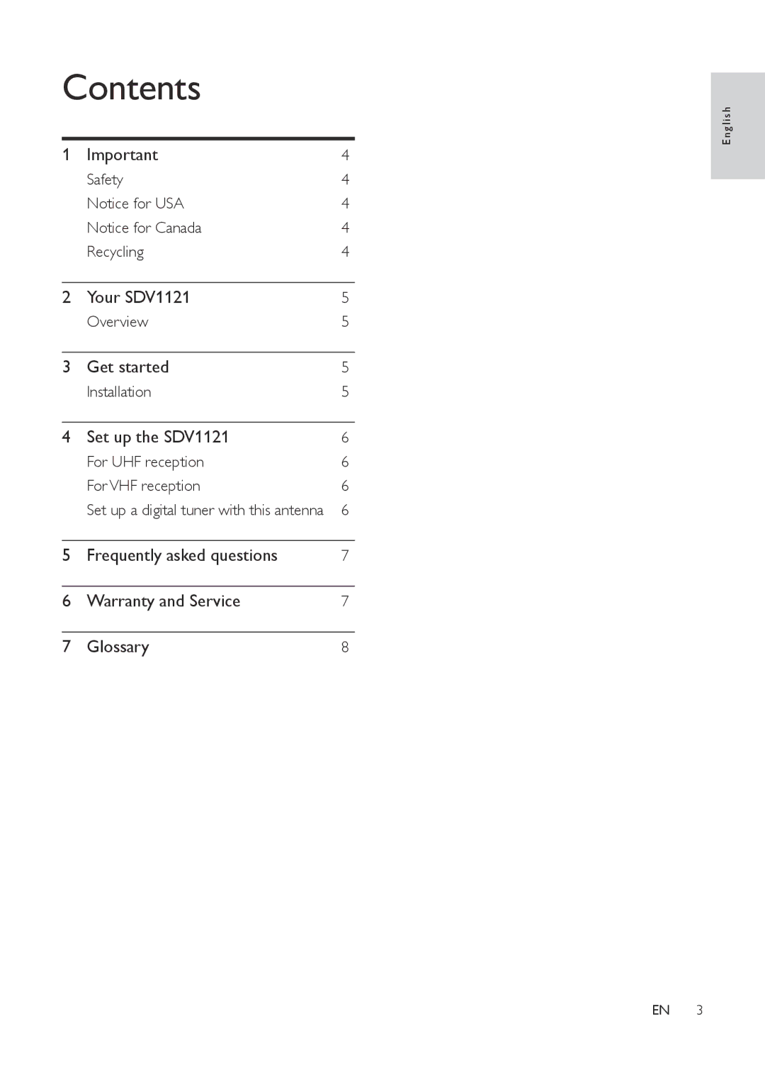 Philips SDV1121/27 user manual Contents 