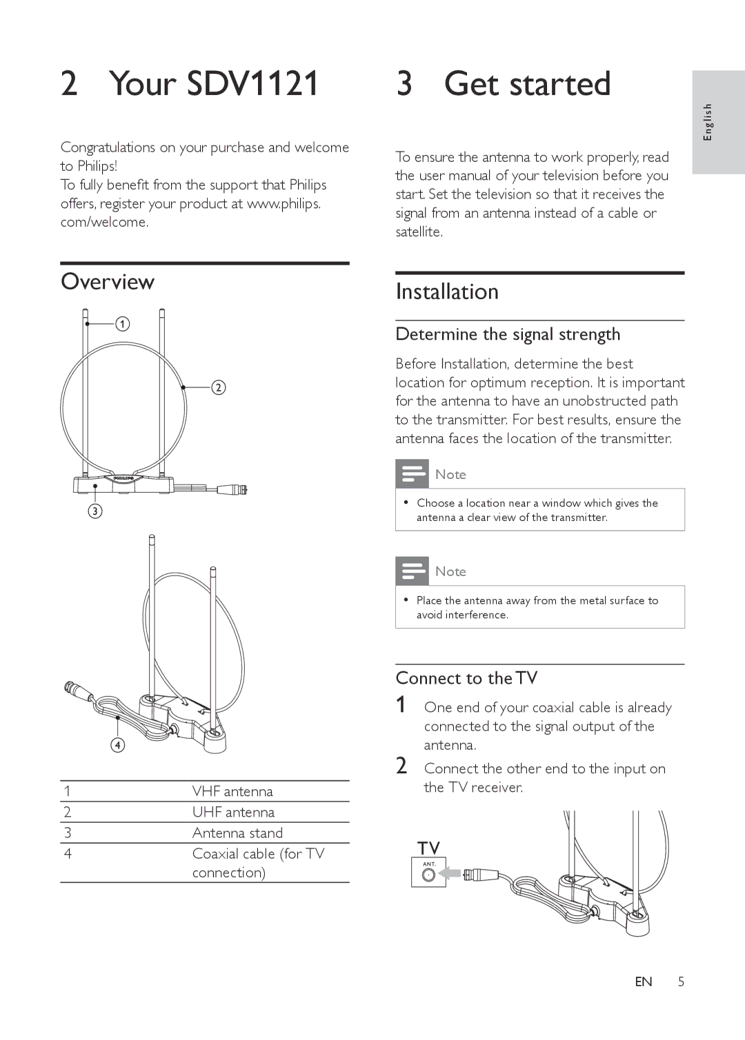 Philips SDV1121/27 user manual Your SDV1121, Get started, Overview, Installation 