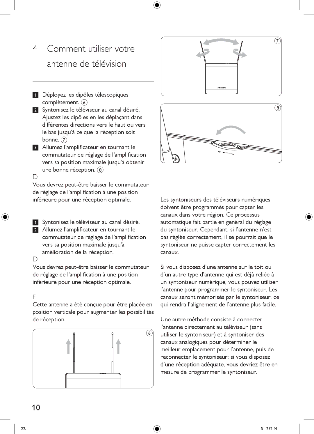 Philips SDV2740/27 manual Pour la réception VHF/FM, Pour la réception UHF, EConseil 