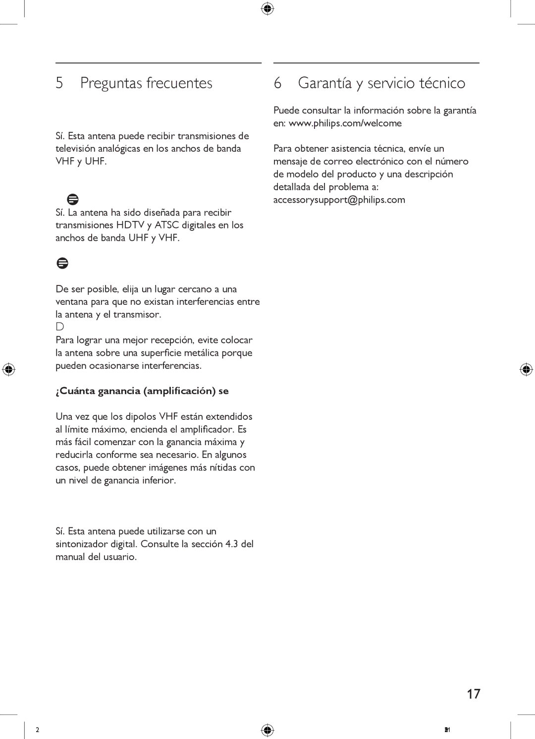 Philips SDV2740/27 Preguntas frecuentes, Garantía y servicio técnico, ¿La antena funciona con transmisiones analógicas? 