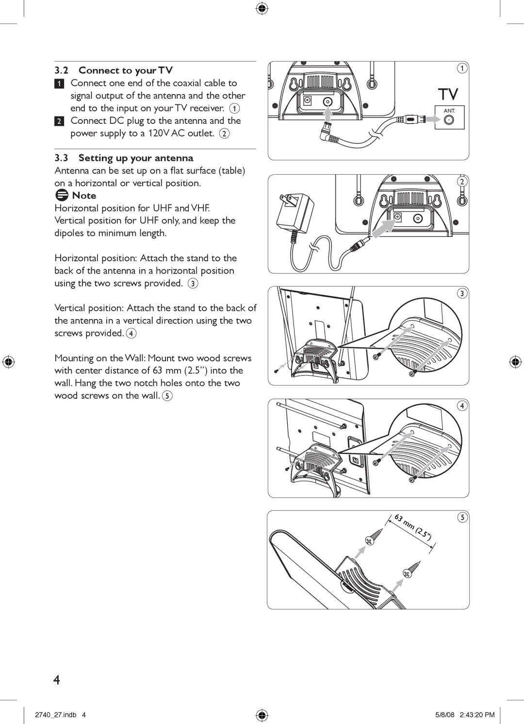 Philips SDV2740/27 manual Connect to your TV, Setting up your antenna 