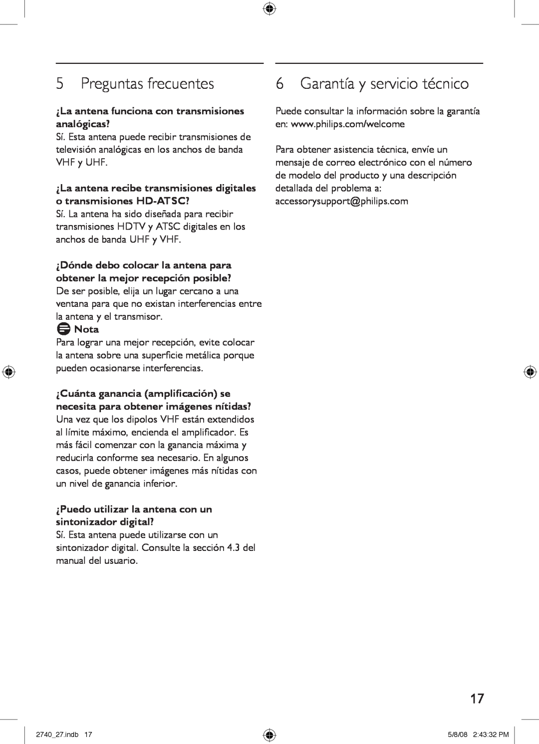 Philips SDV2740/27 manual Preguntas frecuentes, Garantía y servicio técnico 