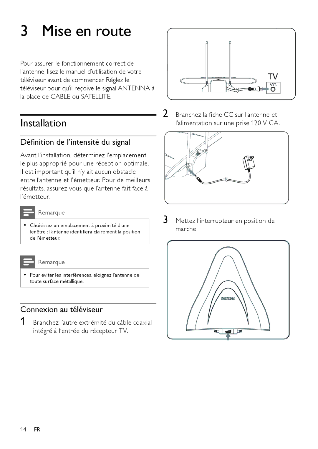 Philips SDV2790/27 user manual Mise en route, Mettez l’interrupteur en position de marche 