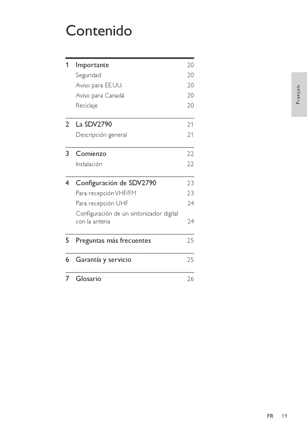 Philips SDV2790/27 user manual Contenido 