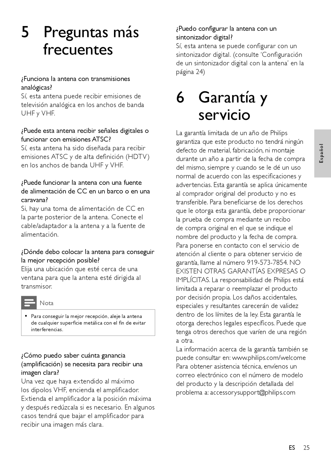 Philips SDV2790/27 user manual Garantía y servicio, Preguntas más frecuentes 