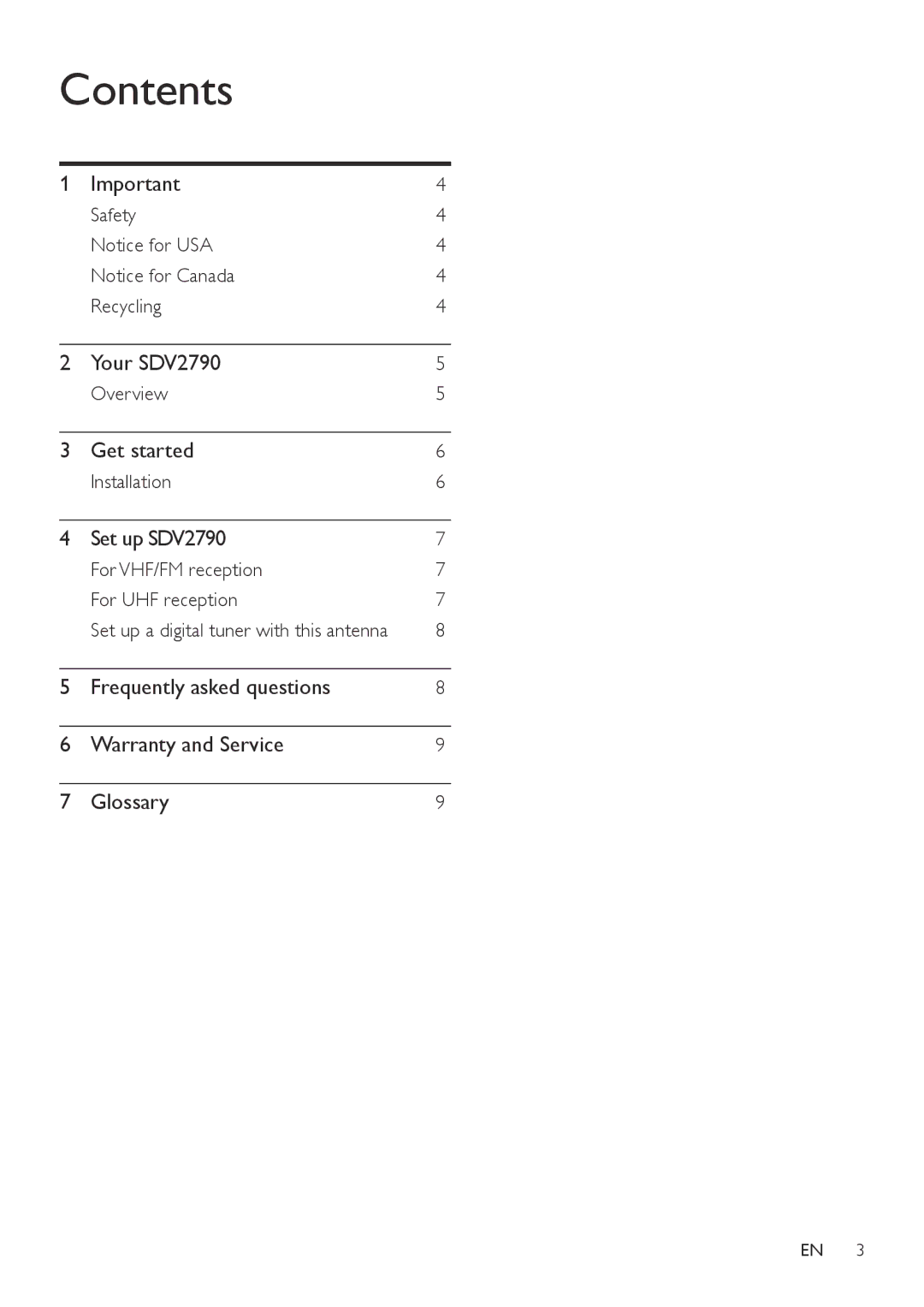 Philips SDV2790/27 user manual Contents 