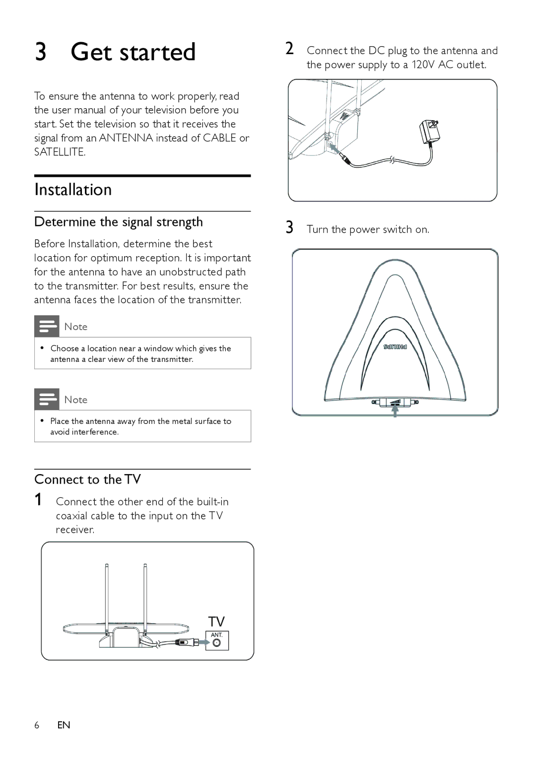 Philips SDV2790/27 user manual Get started, Installation, Turn the power switch on 