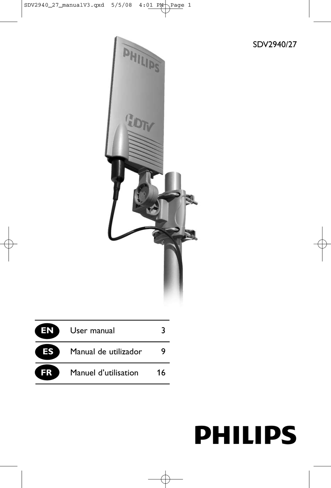 Philips SDV2927 user manual SDV2940/27 Manual de utilizador Manuel d’utilisation 