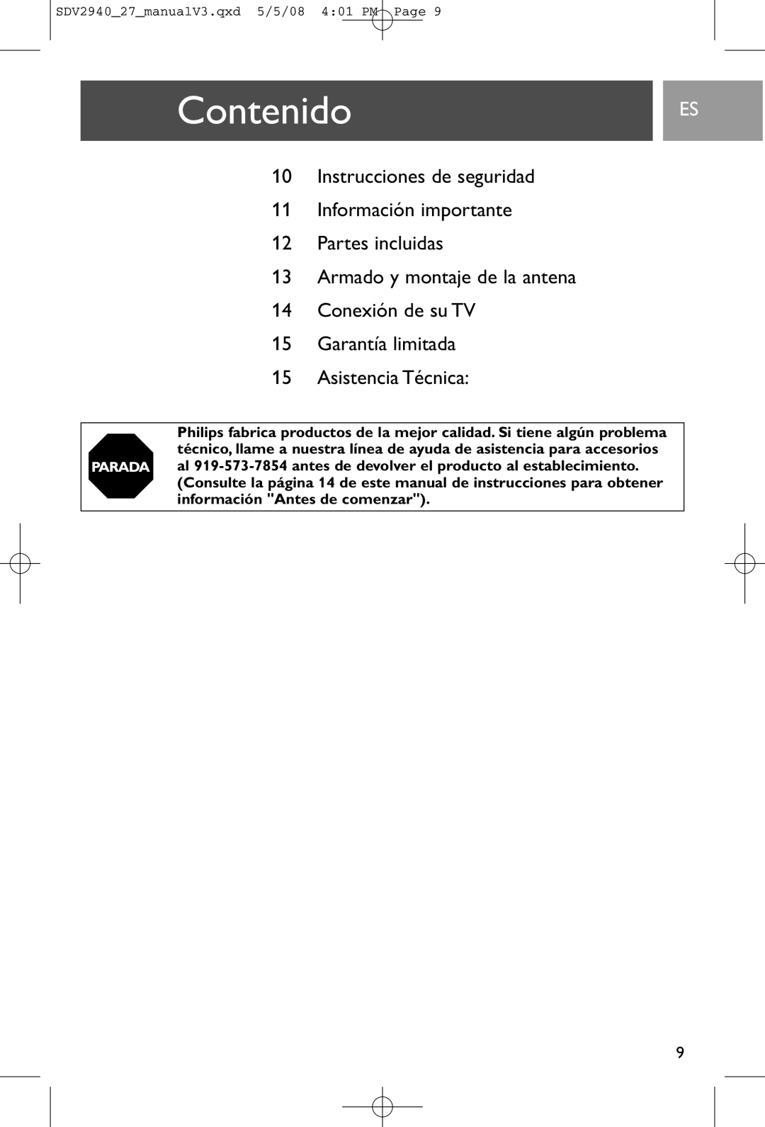 Philips SDV2927, SDV2940 user manual Contenido 