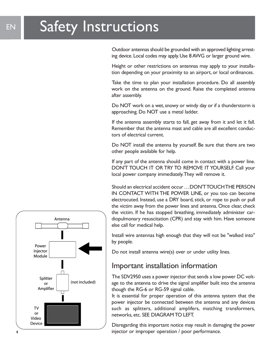 Philips SDV2950/27 user manual Important installation information 