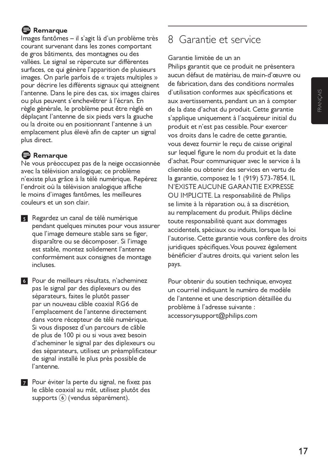 Philips SDV4310/27 Garantie et service, Garantie limitée de un an, ’utilisation conformes aux spécifications et, Pays 