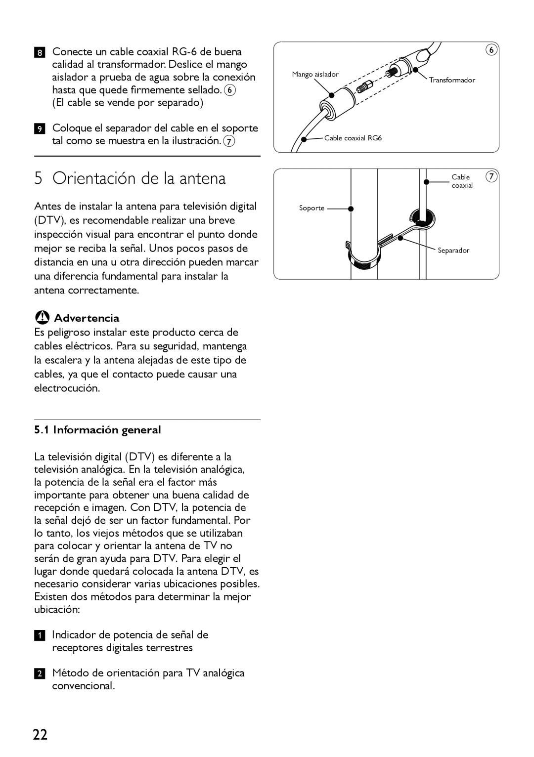 Philips SDV4310/27 manual Orientación de la antena, Hasta que quede firmemente sellado, El cable se vende por separado 