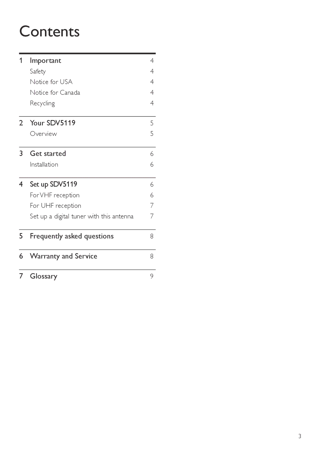 Philips SDV5119/27 user manual Contents 