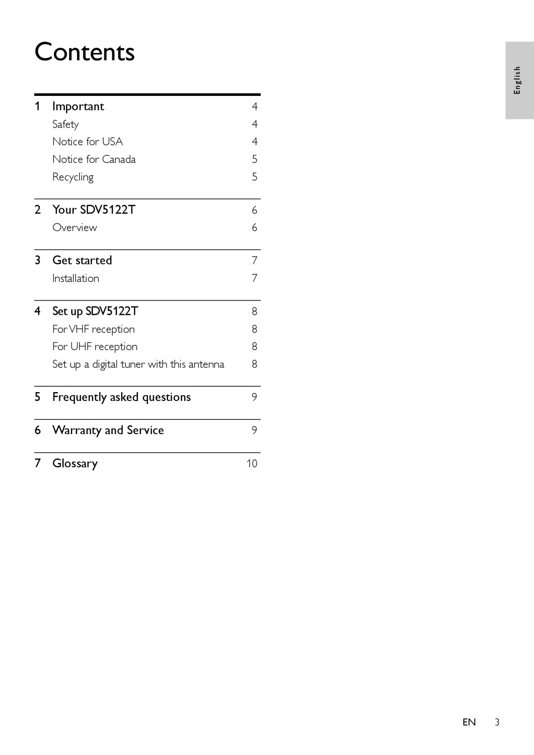 Philips SDV5122T/27 user manual Contents 