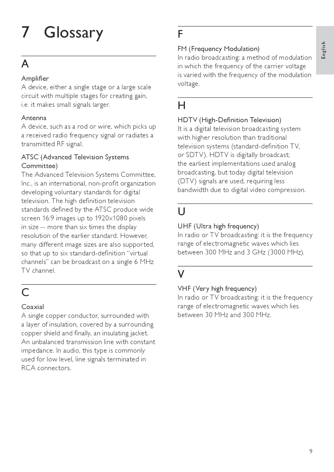 Philips SDV6122/27 user manual Glossary, Amplifier 