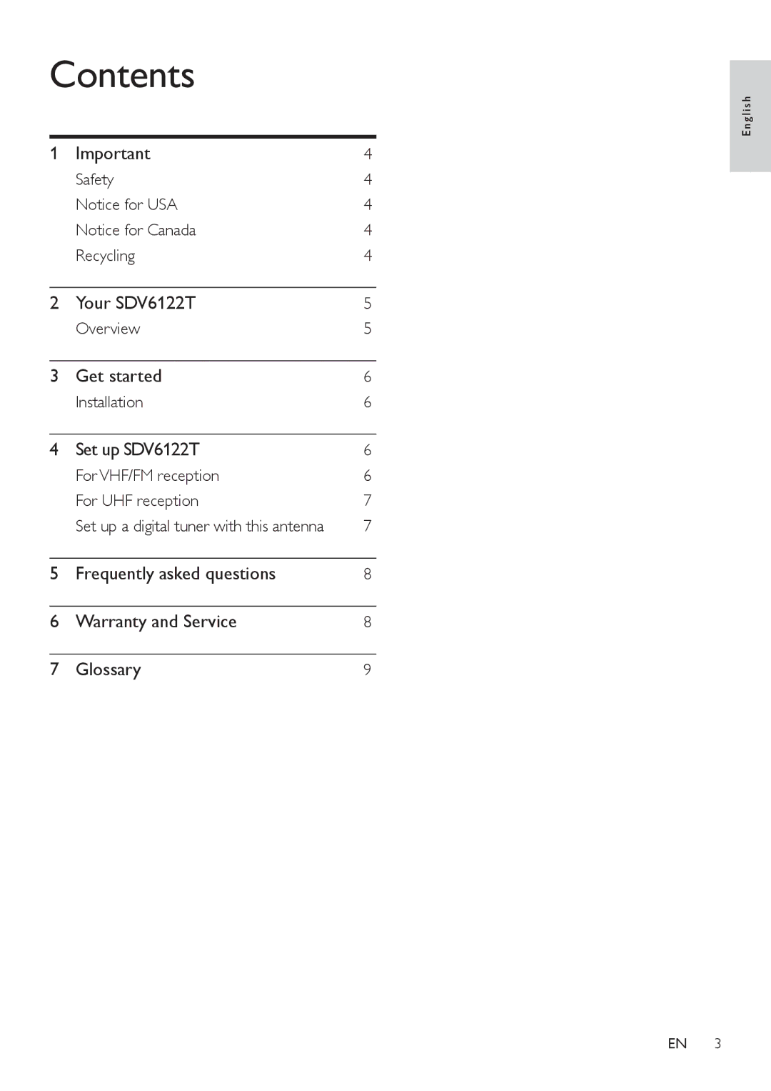 Philips SDV6122T/27 user manual Contents 