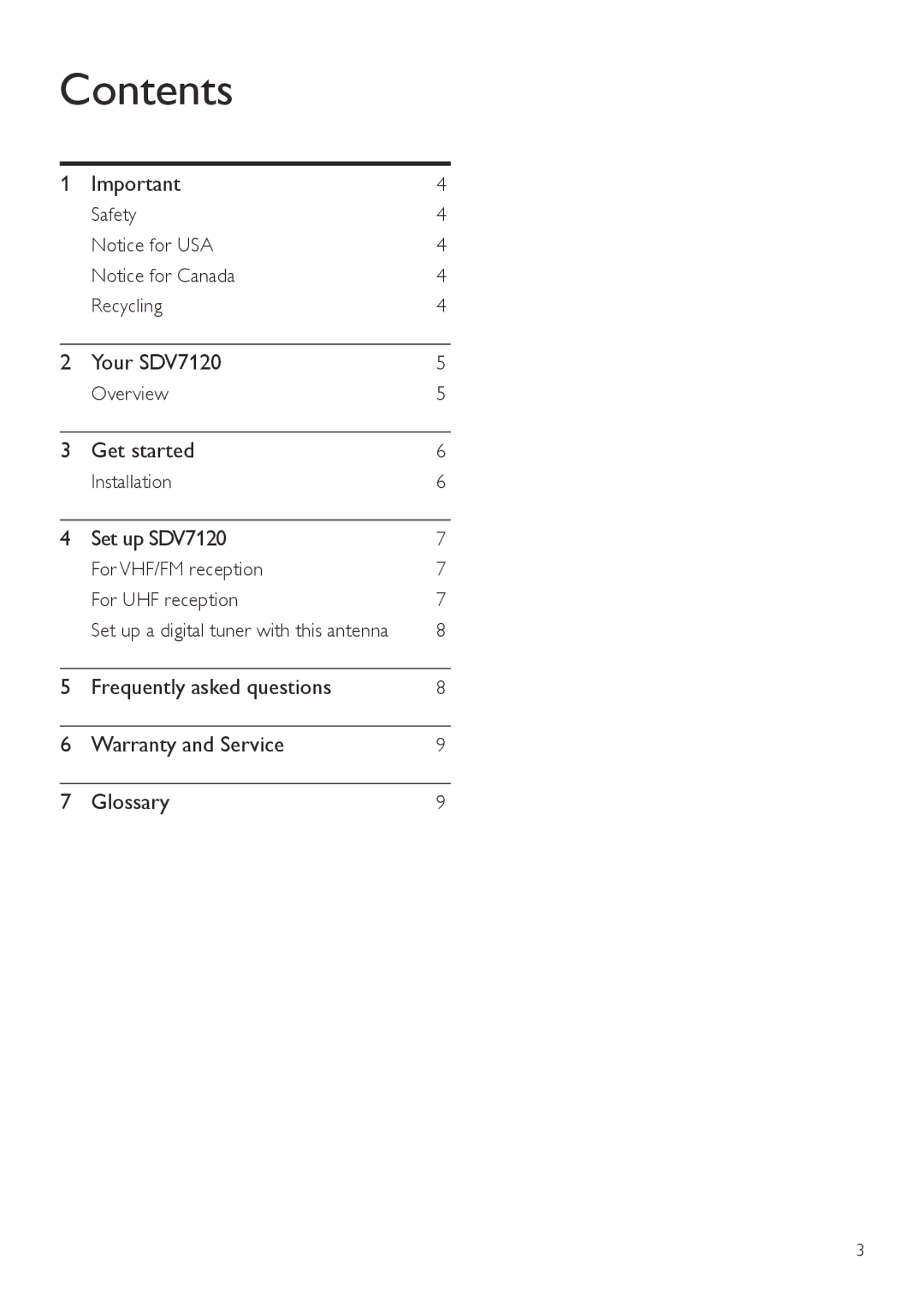 Philips SDV7120/27 user manual Contents 