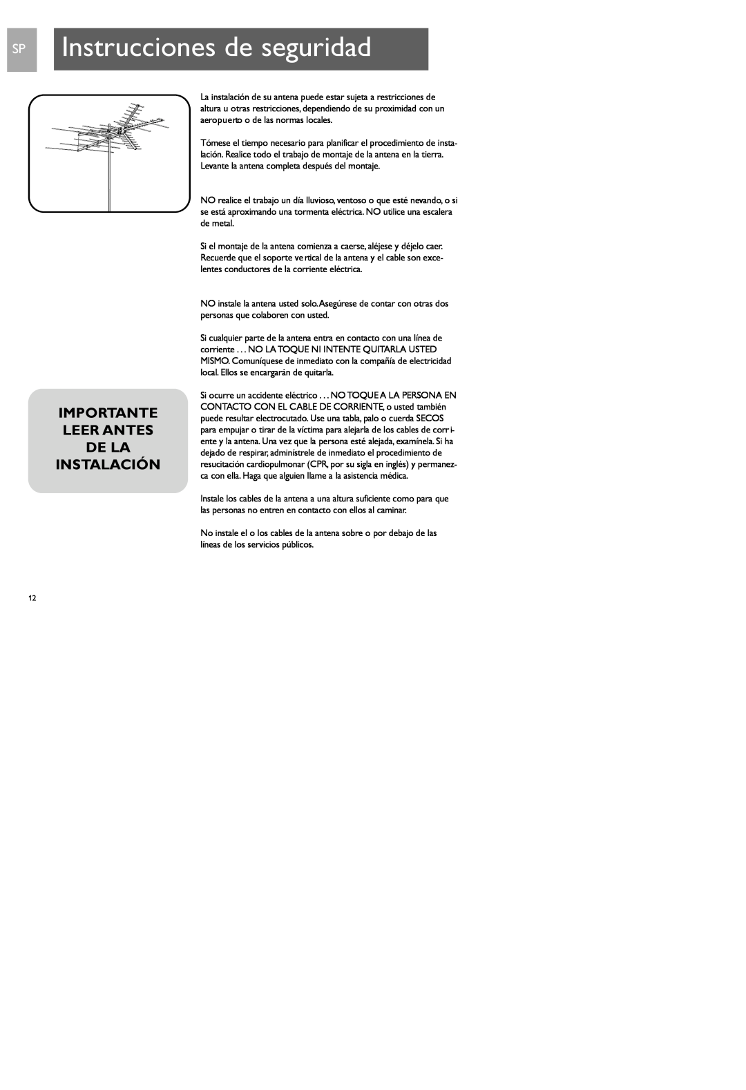 Philips SDV7700K/17 user manual SP Instrucciones de seguridad, Importante Leer Antes De La Instalación 