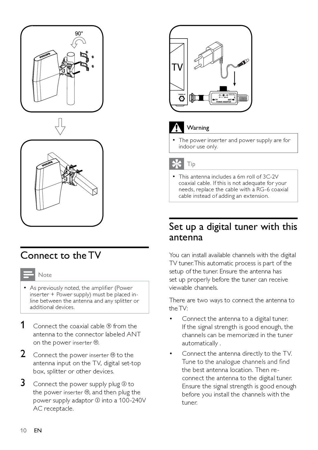 Philips SDV8622T/55 user manual Connect to the TV, Set up a digital tuner with this antenna 